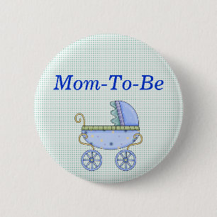 Blue Stroller Baby shower Mammie Pin Button