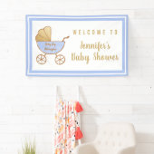 Blue Stroller Baby Shower Welkom Spandoek (Insitu)
