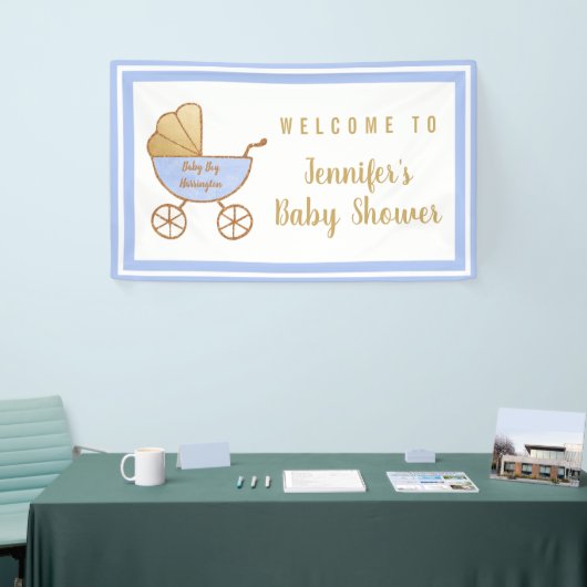 Blue Stroller Baby Shower Welkom Spandoek (Beurs)