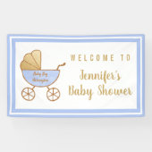 Blue Stroller Baby Shower Welkom Spandoek (Horizontaal)