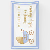 Blue Stroller Baby Shower Welkom Spandoek (Verticaal)