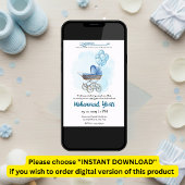 Blue stroller balloon aqiqah muslim baby boy kaart