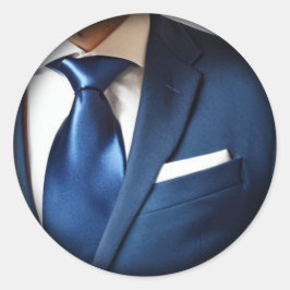 Blue Stropdas Classic Round Sticker
