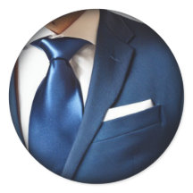 Blue Stropdas Classic Round Sticker