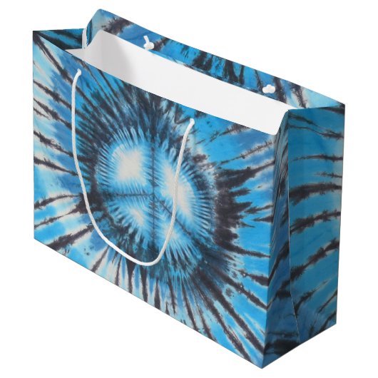 Blue Stropdas-dyed Peace Groot Cadeauzakje (Voorkant Gekanteld)