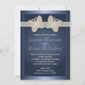 Blue Studded Butterfly Wedding Invitations Kaart (Voorkant)