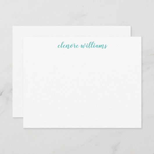 Blue Stylish Modern Elegant Girly Script Notitiekaartje (Voorkant / Achterkant)