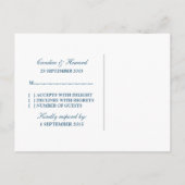 Blue Stylish Swirls RSVP Briefkaart (Achterkant)