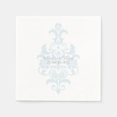 Blue Subtle Damask Paper Napkins Servetten (Voorkant)
