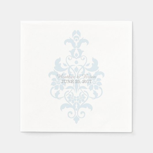 Blue Subtle Damask Paper Napkins Servetten (Voorkant)