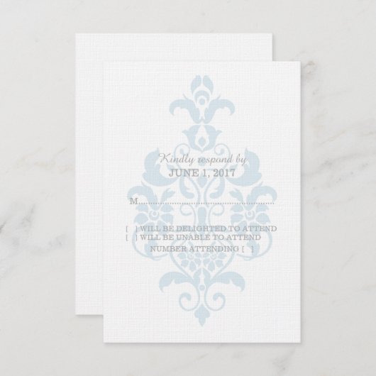 Blue Subtle Damask Response Kaart (Voorkant / Achterkant)