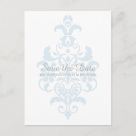 Blue Subtle Damask Save the Date Briefkaart