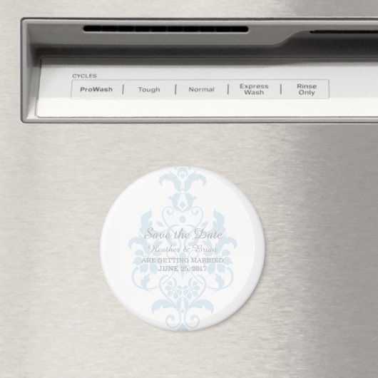 Blue Subtle Damask Save the Date Magnet (Insitu (Vaatwasser))
