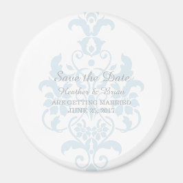 Blue Subtle Damask Save the Date Magnet