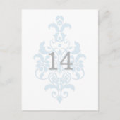 Blue Subtle Damask Table Number Briefkaart (Voorkant)
