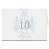 Blue Subtle Damask Table Number Kaart (Voorkant Horizontaal)