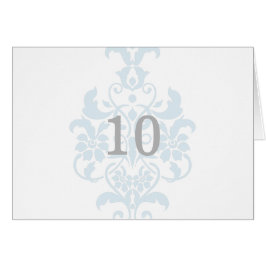 Blue Subtle Damask Table Number Kaart