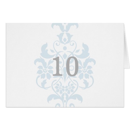 Blue Subtle Damask Table Number Kaart (Voorkant Horizontaal)