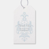 Blue Subtle Damask Wedding Gift Labels Cadeaulabel (Voorkant)