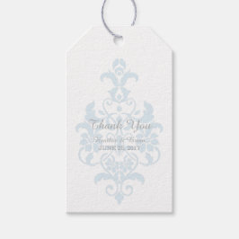 Blue Subtle Damask Wedding Gift Labels Cadeaulabel