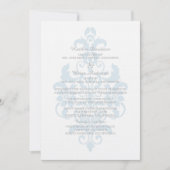 Blue Subtle Damask Wedding Invite Kaart (Voorkant)