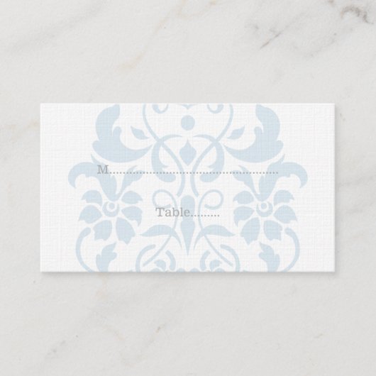 Blue Subtle Damask Wedding Place Kaarten Plaatskaartje (Voorkant)