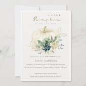 Blue Succulent Little Pumpkin Baby shower Invite Bedankkaart (Voorkant)