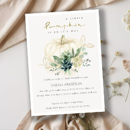 Blue Succulent Little Pumpkin Baby shower Invite Bedankkaart