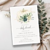 Blue Succulent Pumpkin Baby Brunch Shower Invite Bedankkaart