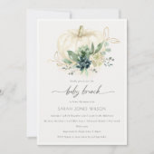 Blue Succulent Pumpkin Baby Brunch Shower Invite Bedankkaart (Voorkant)