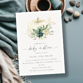 Blue Succulent Pumpkin-Baby in Bloom Shower Invite Bedankkaart