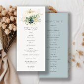 Blue Succulent Pumpkin Wedding Ceremony Programme Menu