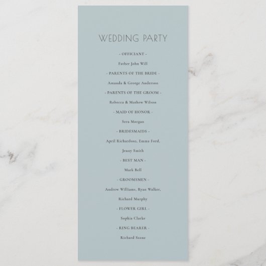 Blue Succulent Pumpkin Wedding Ceremony Programme Menu (Achterkant)