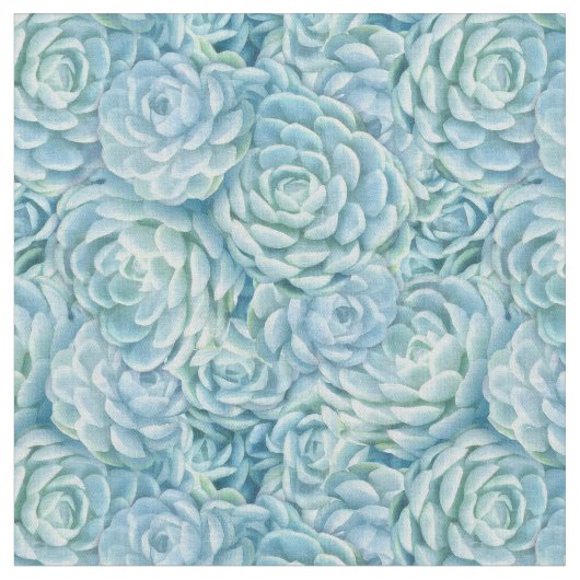 Blue Succulents Stof (Close Up)