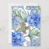 Blue Succulents Wedding Reduced Guest List Aankondiging (Achterkant)