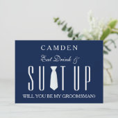 Blue Suitup Wil je mijn bruidsjonker zijn? Kaart (Staand voorkant)