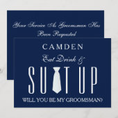 Blue Suitup Wil je mijn bruidsjonker zijn? Kaart (Voorkant / Achterkant)