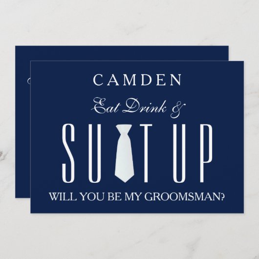 Blue Suitup Wil je mijn bruidsjonker zijn? Kaart (Voorkant / Achterkant)