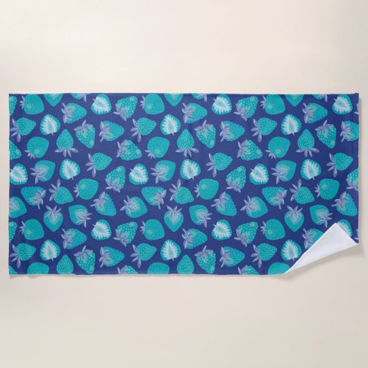 Blue Summer aardbery Fruit Beach Towel Strandlaken (Voorkant)