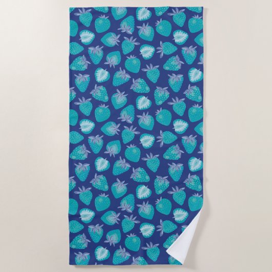 Blue Summer aardbery Fruit Beach Towel Strandlaken (Voorkant)