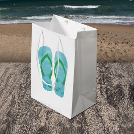 Blue Summer Beach Party Teenslippers Gift Bag Medium Cadeauzakje