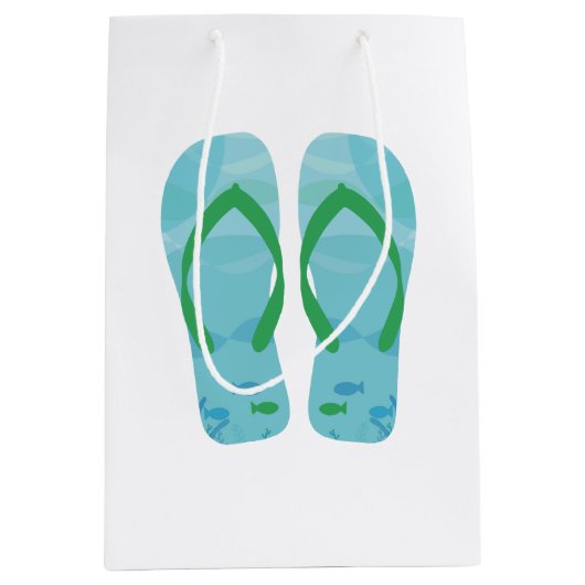 Blue Summer Beach Party Teenslippers Gift Bag Medium Cadeauzakje (Voorkant)