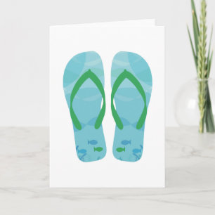 Blue Summer Beach Party Teenslippers Note Cards Kaart