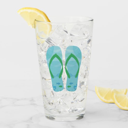 Blue Summer Beach Sandalen Teenslippers Glas (Voorkant ijs)