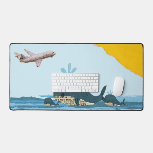 Blue Summer Beach Schattigee collage Bureaumat (Keyboard & Muis)