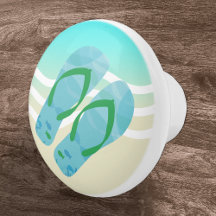 Blue Summer Beach Waves Teenslippers deurknop