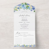 Blue Summer Hydrangea Vrijgezellenfeest All In One Uitnodiging (Binnen)