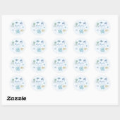 Blue Summer Ocean Baby shower Favor Ronde Sticker (Vel)