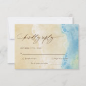 Blue Summer Ocean Beach Wedding RSVP Card (Voorkant)
