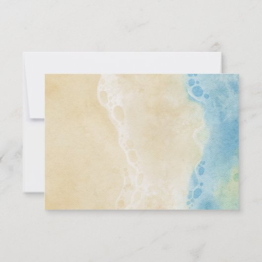 Blue Summer Ocean Beach Wedding RSVP Card (Achterkant)